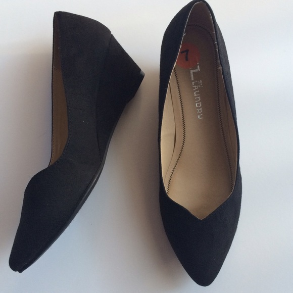 CL Laundry Shoes - CL Laundry black suede wedge  size 7 NWT